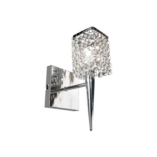 Bazz Lighting M3020DC Glam Series Single-Light Small Wall Sconce, Finished in Chrome with Glass Crystals