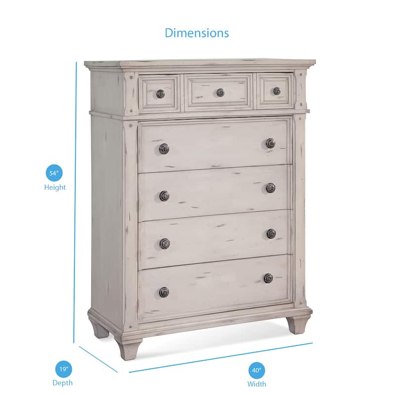 Harbor Point Cobblestone White Vintage 5-drawer Chest