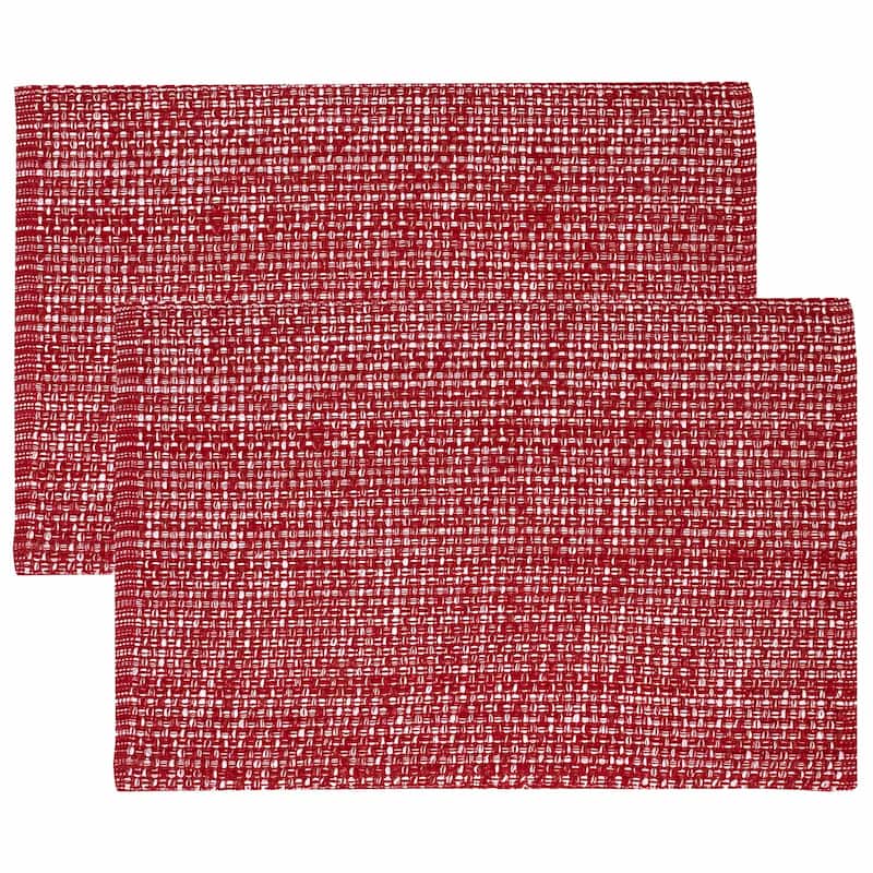 Sweet Home Collection Two Tone Cotton Woven 13x19 Placemats - Set of 2 - Red