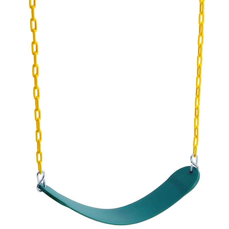 2 Pack Green Kids Outdoor Swing with EVA Seat with Heavy Duty Chains Safe for Playgrounds and Backyard - 25.98 x 5.51 x 0.47 in