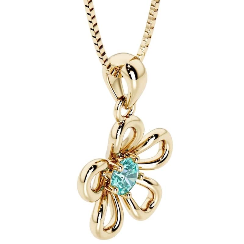 Oravo Gold Plated Sterling Silver Gemstone Flower Pendant