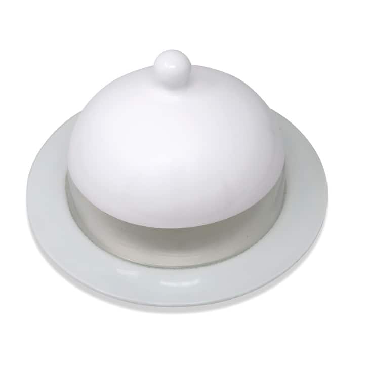 White Glass Cake Plate and Dome