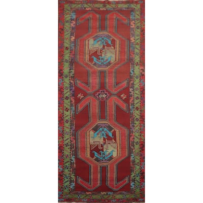 Hand Knotted Oriental 100% Wool Carpet Traditional Tribal Red Meshkin Runner Rug - 11' 5'' X 4' 4''