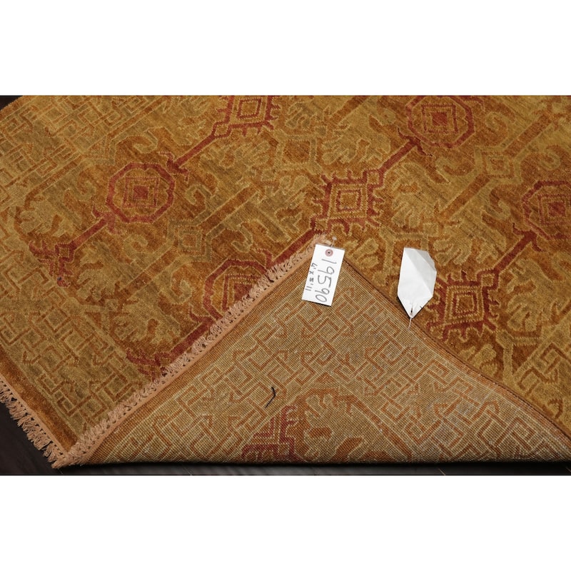 Tibetan Transitional 4x5'11'' Hand Knotted Wool Gold Rug - 4' x 5' 11''