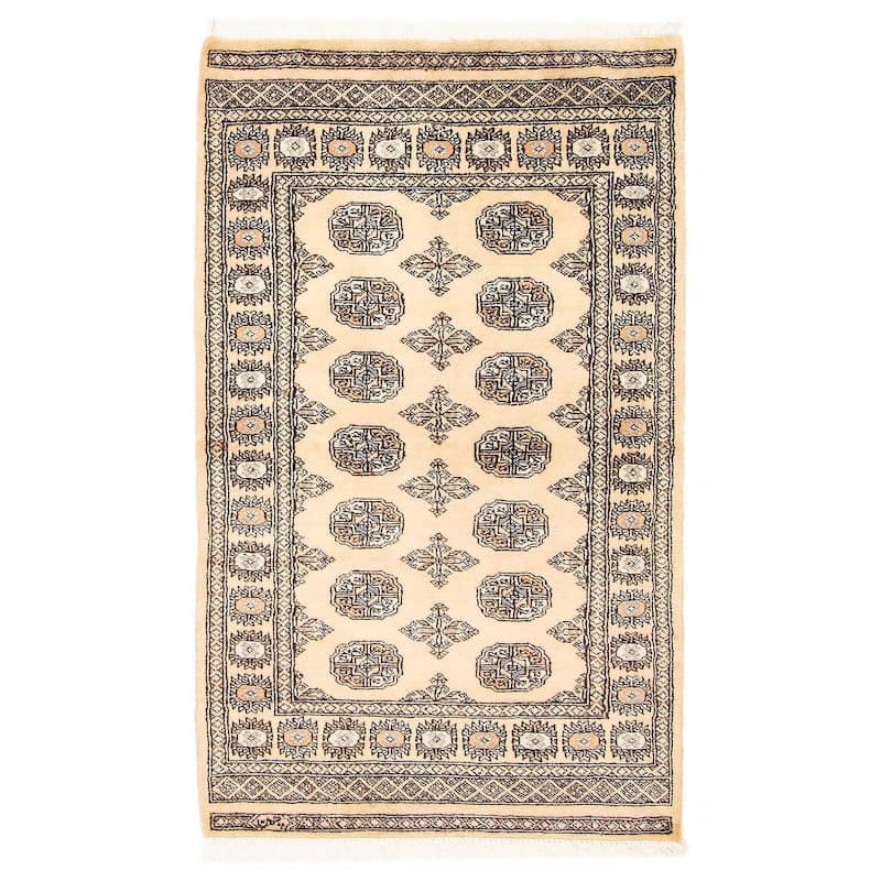 ECARPETGALLERY Hand-knotted Peshawar Bokhara Beige Wool Rug - 3'1 x 5'3 - 3'1 x 5'3 - Beige
