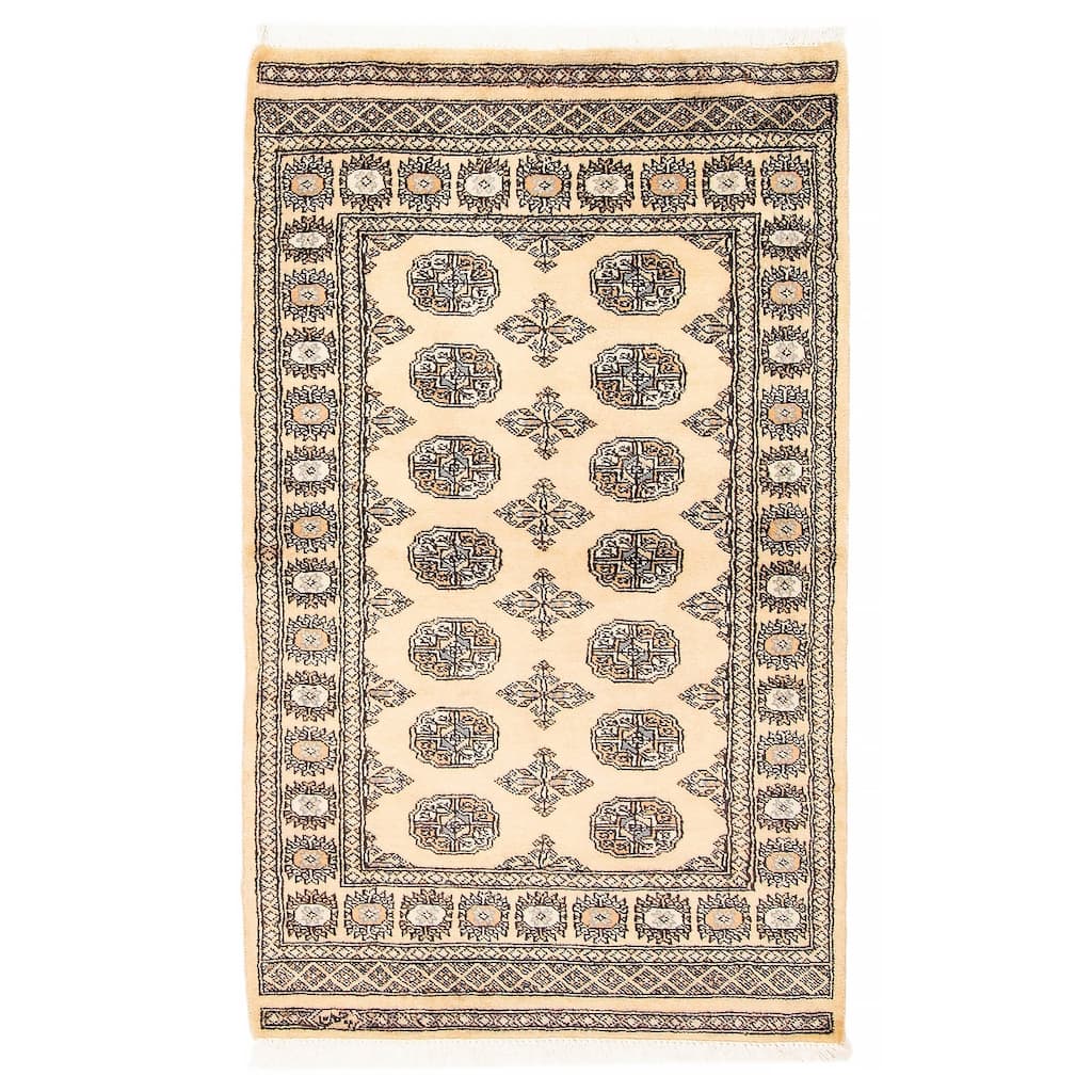 ECARPETGALLERY Hand-knotted Peshawar Bokhara Beige Wool Rug - 3'1 x 5'3
