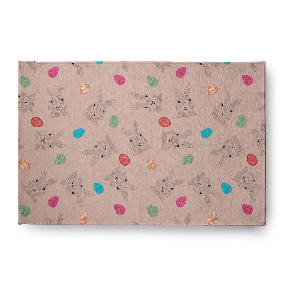 Bunnies and Eggs Easter Chenille Indoor/Outdoor Rug