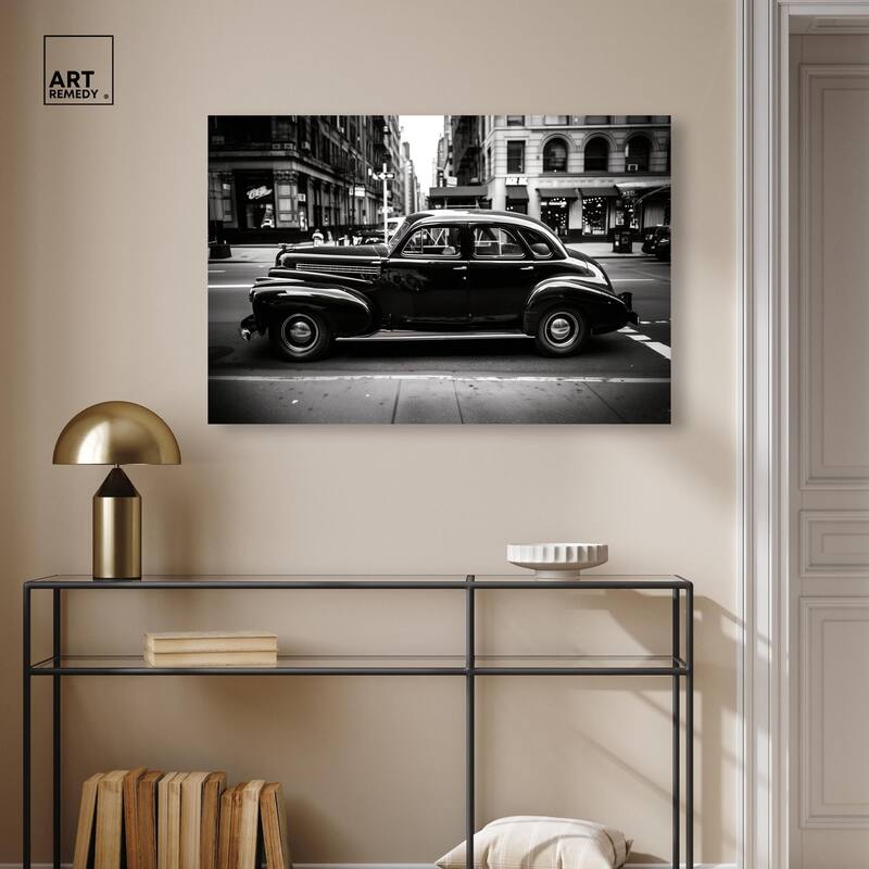 Vintage Car in New York Canvas by Art Remedy, Gallery Wrapped