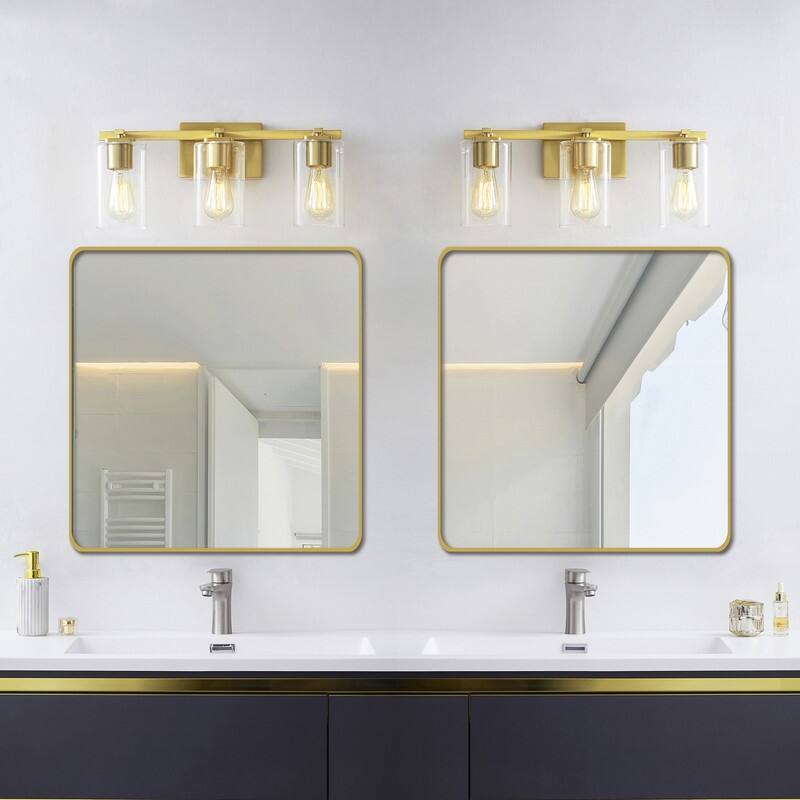 KAWOTI 20.75in. 3-light Bathroom Vanity Light with Square Glass