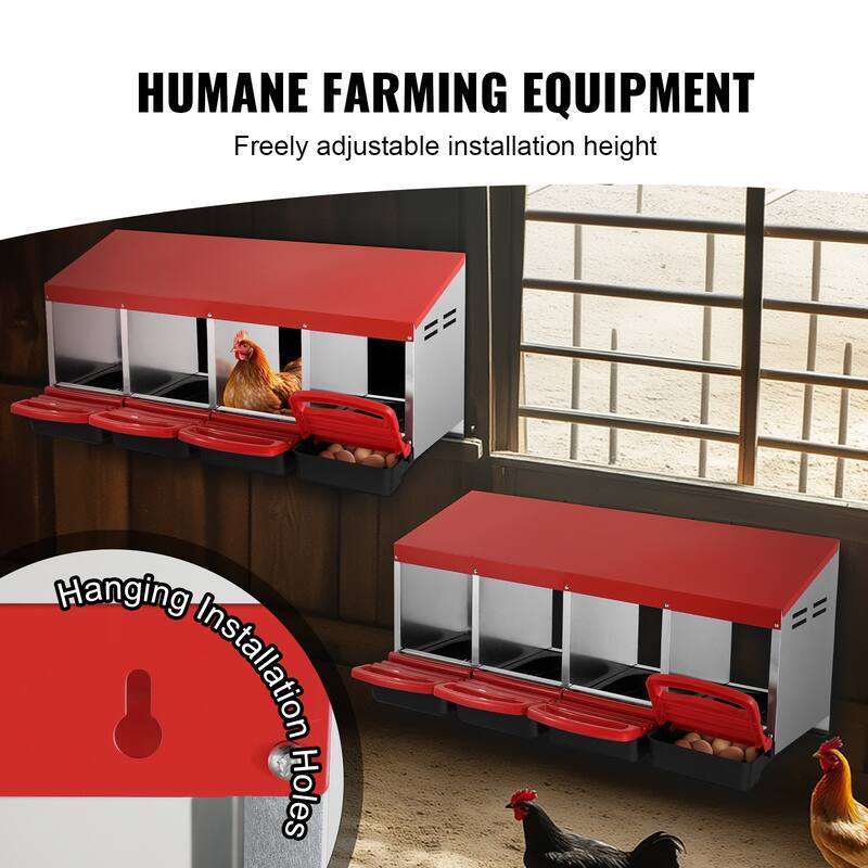 Chicken Nest Box, Stable & Corrosion-Resistant Mental Nesting Boxes with Inclined Nesting Boxes,Fit for Different Chicken Breeds