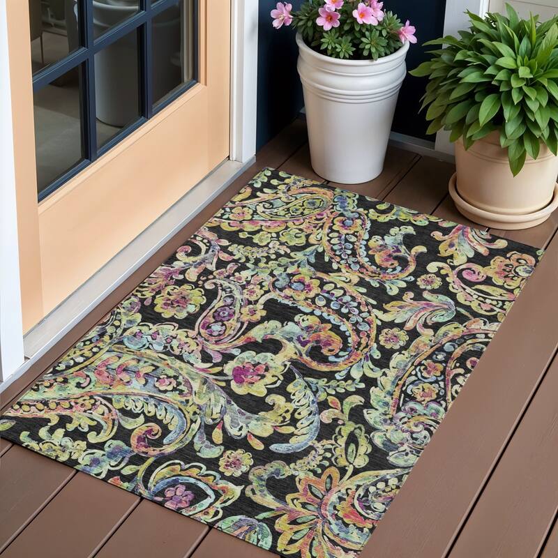 HomeRoots Paisley Transitional Rectangle Outdoor Rug - 3' x 5'