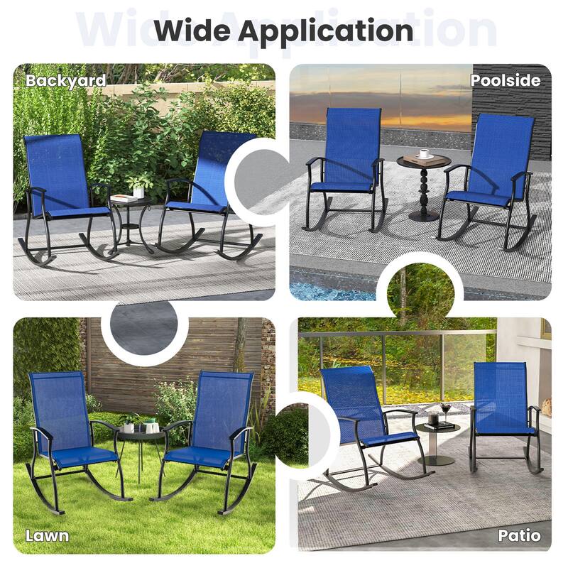 Gymax Set of 2 Outdoor Rocking Chair Patio Rocker w/ Breathable Fabric
