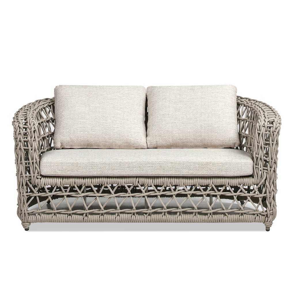 Everly 63.5" Woven Frame Barrel Deep Seating Patio Loveseat Sofa