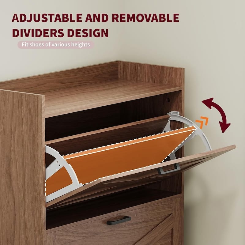 Shoe Storage Cabinet with Bench & Seat Cushion for Entryway, Hallway