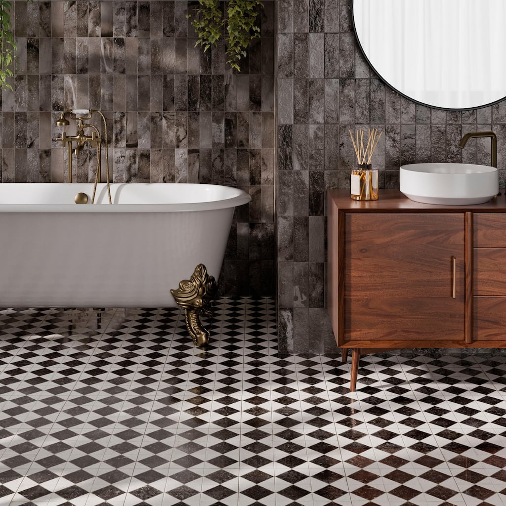 Merola Tile Kings Arles Black 13" x 13" Ceramic Floor and Wall Tile