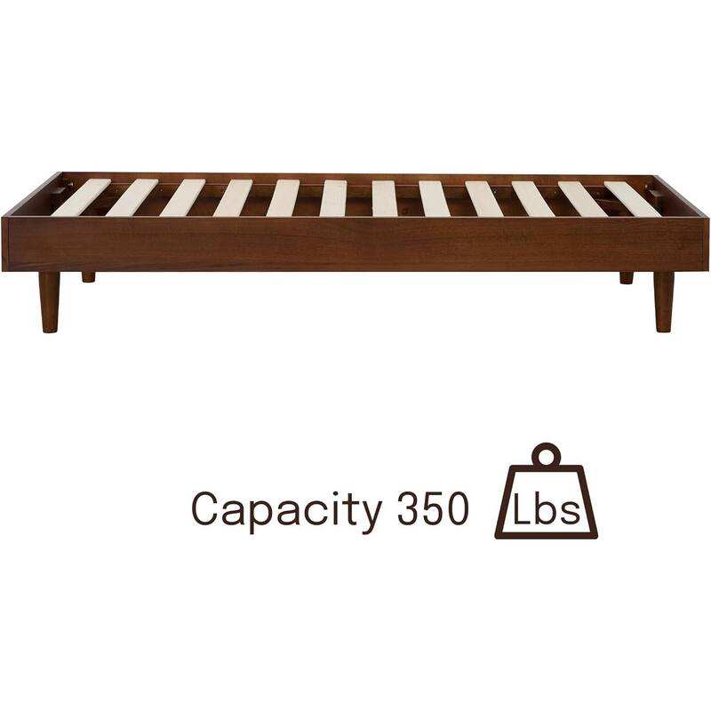 Twin Size Mid Century Modern Platform Bed Frame Floating Design with Silent Slats
