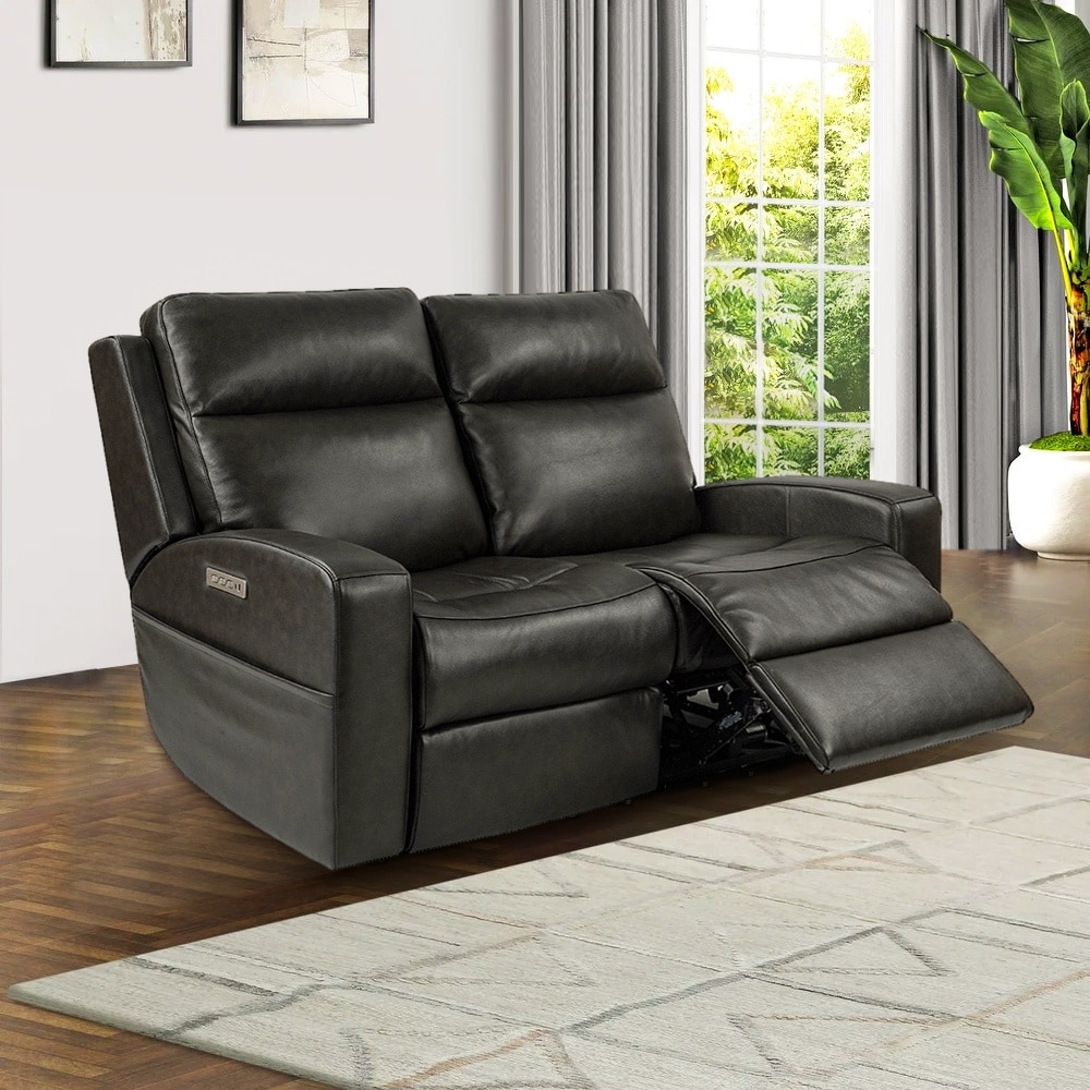 Genuine Leather Electric Recliner Loveseat Power Reclining