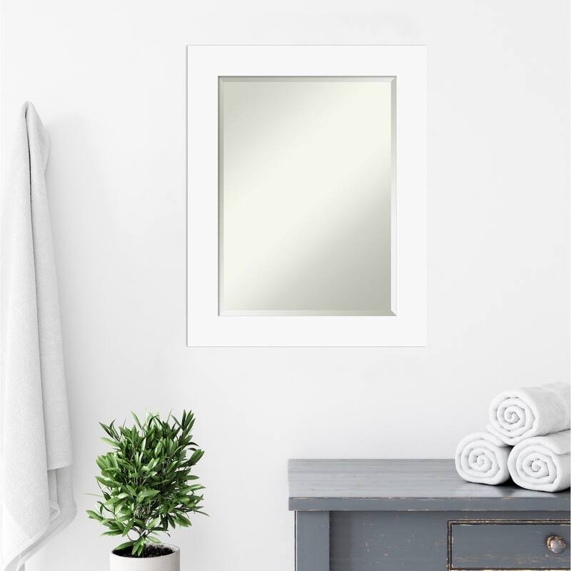 Basic Beveled Wood Framed Bathroom Vanity Wall Mirror