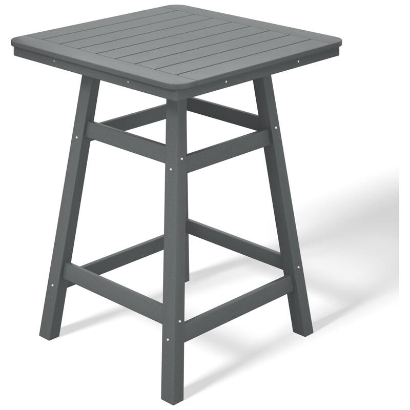 Laguna Hdpe All Weather Outdoor Patio 30" Square Counter Bistro Table - Gray