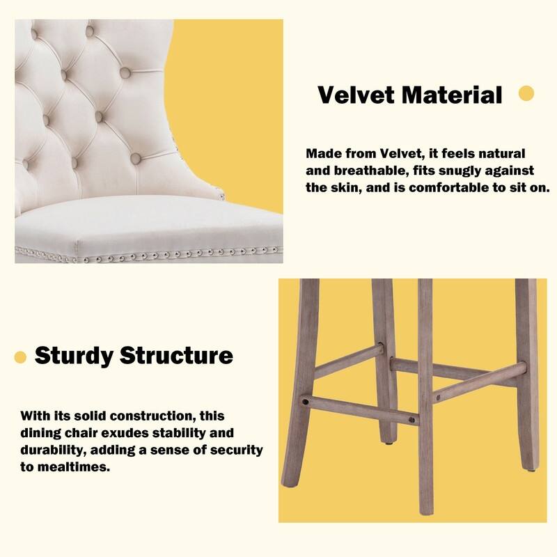 Contemporary Velvet Upholstered Counter Bar Stools Set of 4