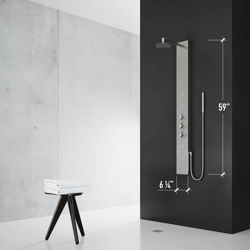 VIGO Ellington 59" H x 6" W 4-Jet Shower Panel with Round Shower Head