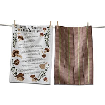 Mushroom Soup Recipe Kitchen Towels Set of 2 - Multicolor Cotton Dish Towels, 26" x 18", Machine Washable