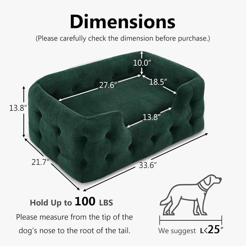 MCombo Dog Sofa Bed with Washable Cushion Cover for Small Medium Dogs, Fabric 0553 - 33.6" x 21.7"
