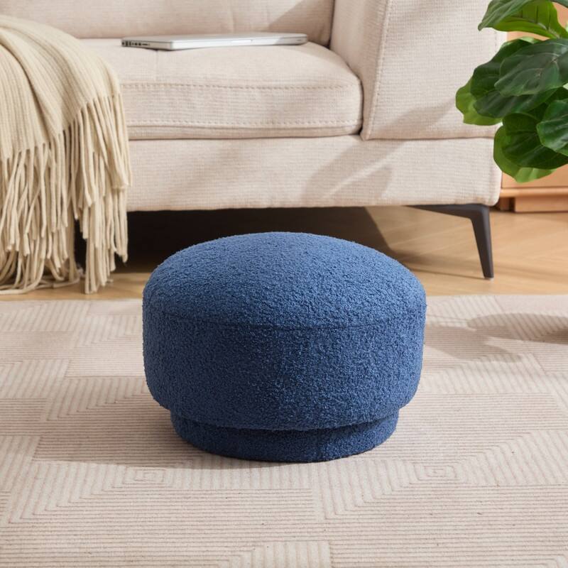 Modern Teddy Upholstered Mushroom Shape Ottoman - Navy