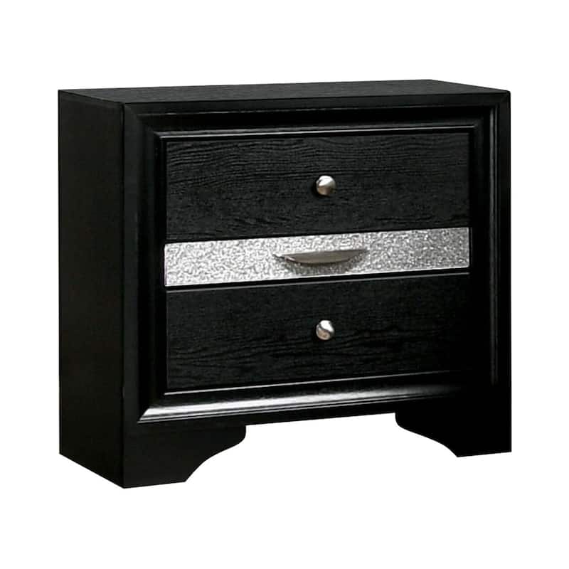 Aoki Contemporary Black Wood 3-Drawer Hidden Storage Nightstand by Silver Orchid