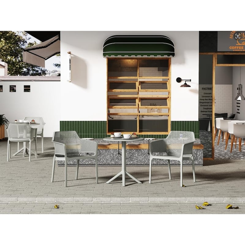 Patio Indoor 3 Piece Plastic Arm Chair Bistro GRS Premium Ocean Plastic - Light Grey