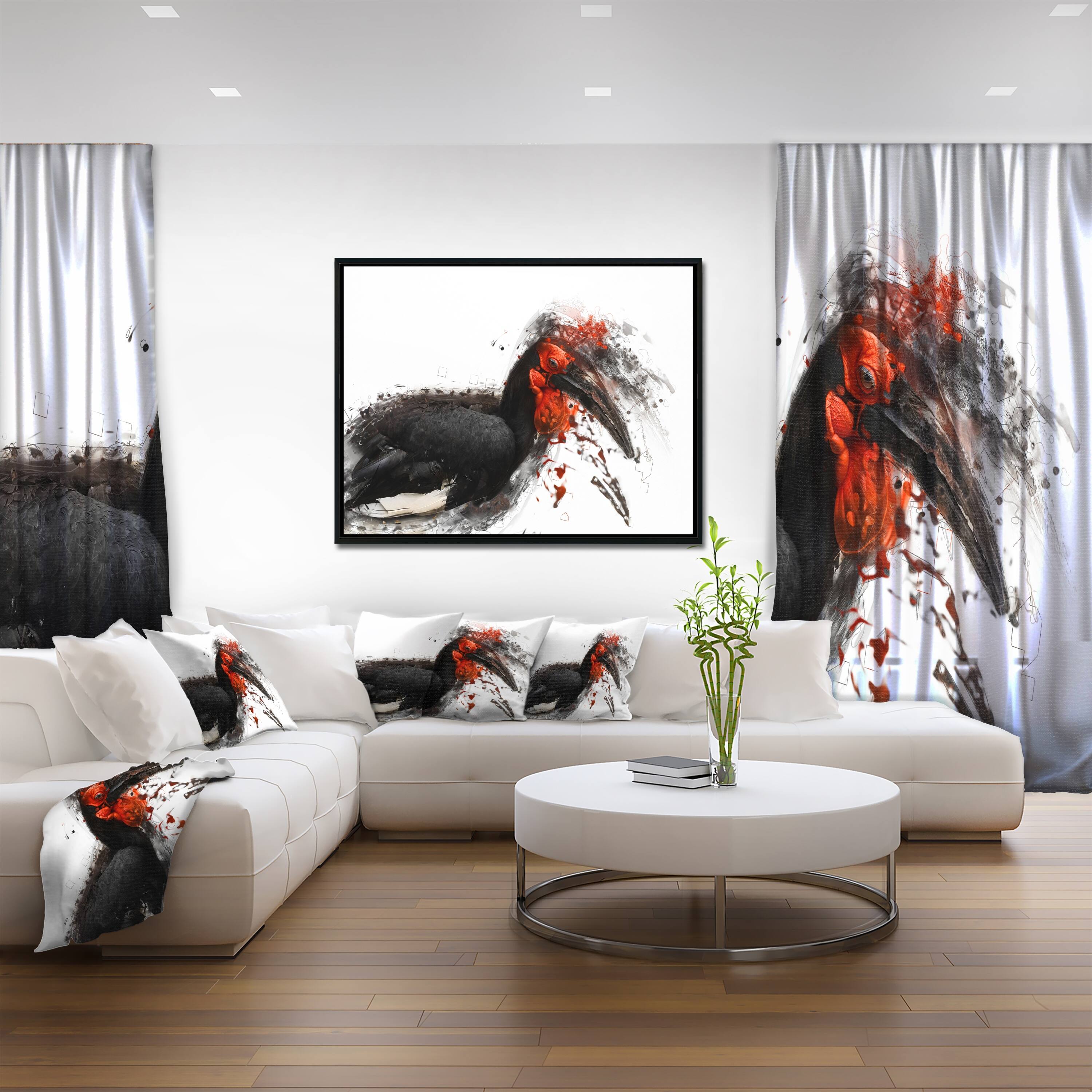 Designart "Relaxing Large Exotic Bird" Animal Framed Canvas Wall Art