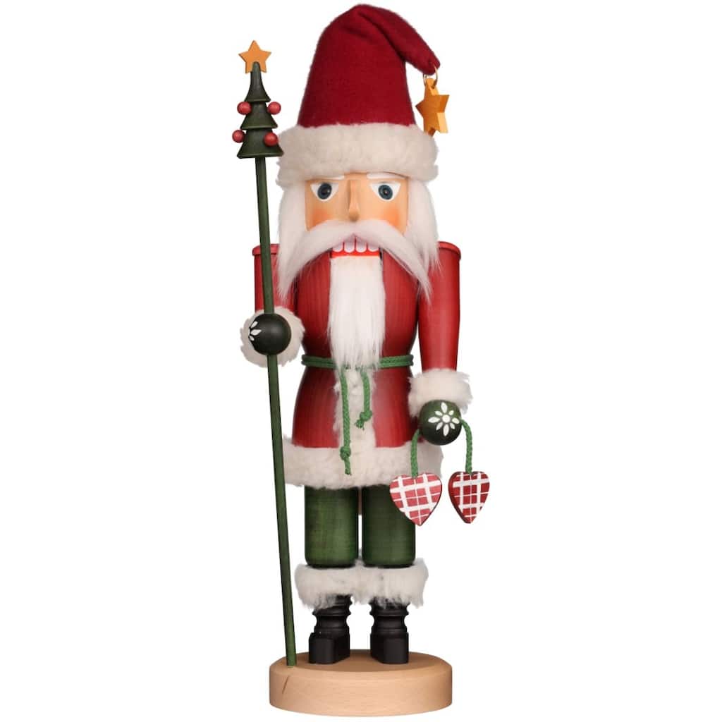 16.75" Free Standing Christian Ulbricht Handcrafted Wooden Nostalgic Santa Glazed Nutcracker
