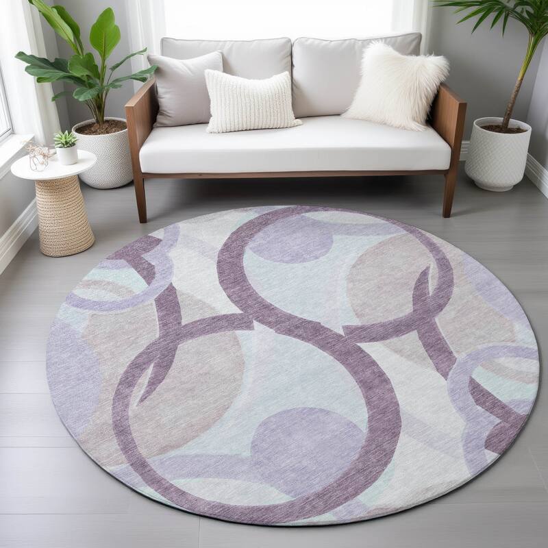 Machine Washable Indoor/Outdoor Contemporary Deco Chantille Rug