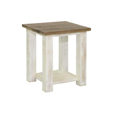 Coonrod Reclaimed Pine Side Table, White/ Brown