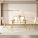 Roomfitters 51" Tempered Glass Dining Table Set, PU Chairs, Silver ...