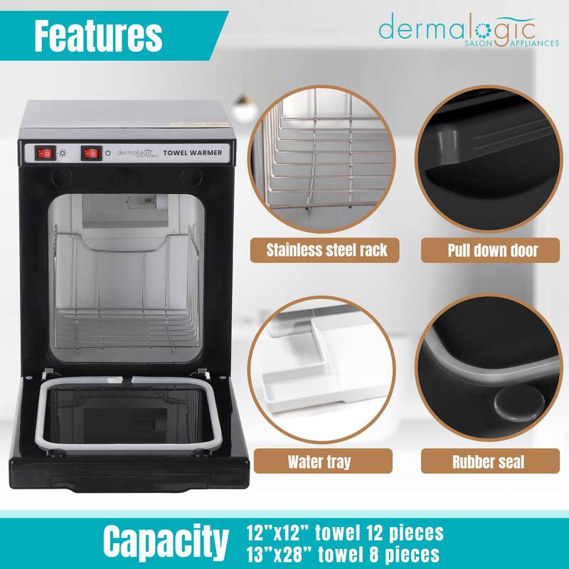 2in1 Towel Warmer UV Sterilizer (5L) for Salon Spa Beauty Massage and Home Use, Black