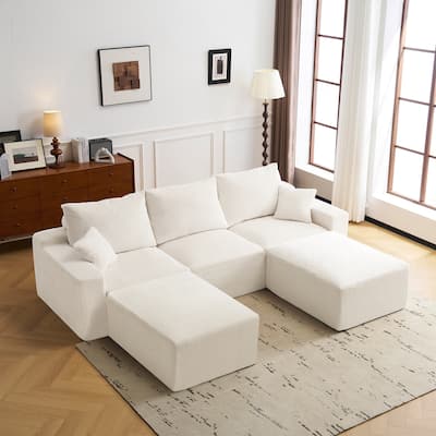 Comfortable L-Shaped Sectional Sofa with Self-Expanding Feature for Living Room