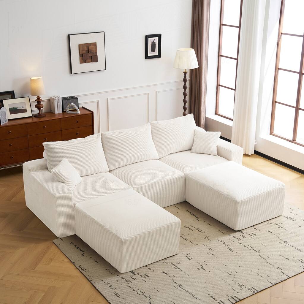 Comfortable L-Shaped Sectional Sofa with Self-Expanding Feature for Living Room