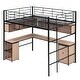 preview thumbnail 7 of 26, Full Size Loft Bed with Bookcase & Cabinet, Metal Loft Bed with L -shaped Built-in Desk, Metal Bed Frame for Kids, Teens, Adults