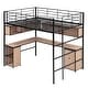 preview thumbnail 6 of 26, Minimalist Style Full Size Metal Loft Kids Bed with Bookcase,Desk,Ladder,Guardrail and Cabinet
