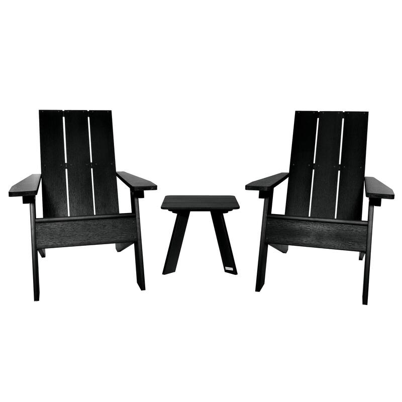 HIGHWOOD 3-piece Adirondack Chairs and Side Table Set - Black