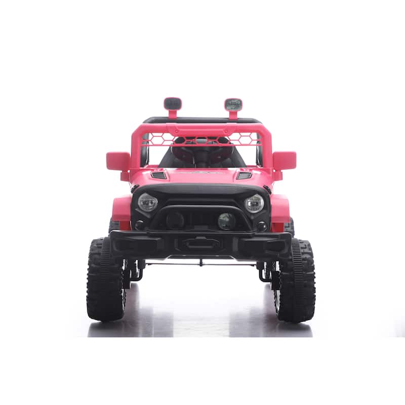 12V Kids Electric Off-Road Car with Remote Control, Pink Ride on Car Battery Powered Electric Car with LED Lights