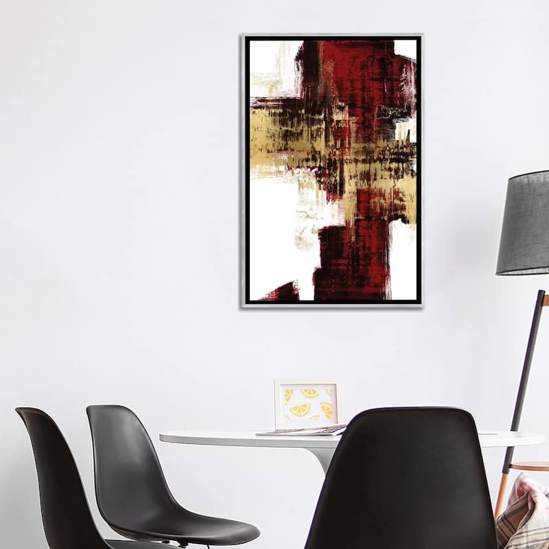 iCanvas "Kinetic Gold on Red I" by Alex Wise Framed