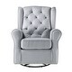 preview thumbnail 3 of 6, Grey Glider Swivel Chair: Transitional Design, Tufted Back, Stable Metal Base