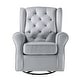 preview thumbnail 3 of 6, Grey Glider Swivel Chair: Transitional Design with Tufted Back and Stable Metal Base