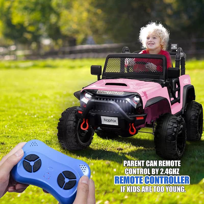 12V 2-Seater Kids Electric Ride-On Truck with Remote Control, Spring Suspension & Music - Pink