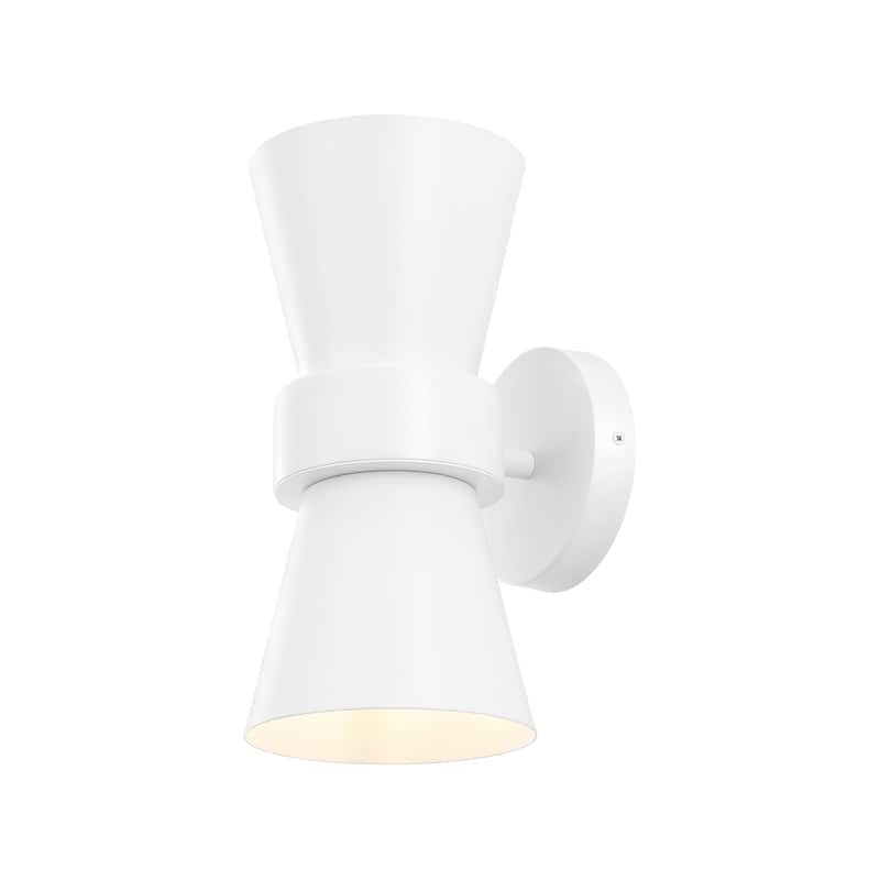 SAFAVIEH Lighting Shadia 2-Light 7-inch Wall Sconce with Bulbs (Set of 2) - 7.3 In. W x 6 In. D x 12.3 In. H - 7Wx6Dx12H - White