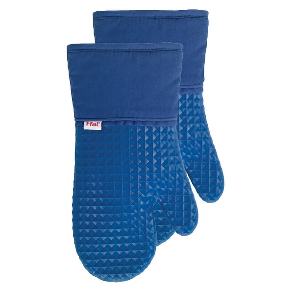 T-fal Textiles 2 Pack Soft Flex Waffle Silicone Oven Mitt Set - Blue