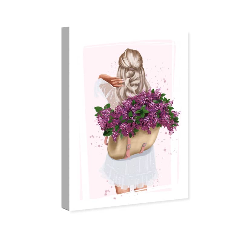 Wynwood Studio Canvas Fashion and Glam Inside my Backpack Pink and Light Pink Shabby Chic Wall Art Canvas Print
