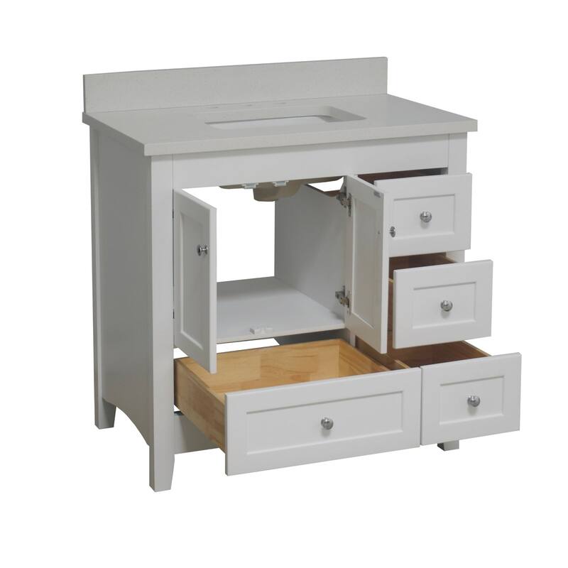 KitchenBathCollection Abbey 36" Bathroom Vanity with Quartz Top